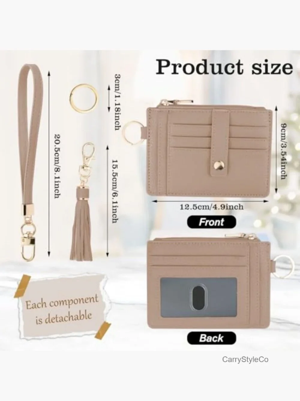RFID Wristlet Wallet with Keychain - 8 Card Slots Vegan Leather